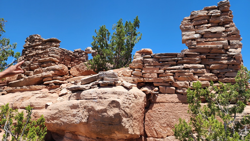 Archaeological site on top of sandstone boulders.